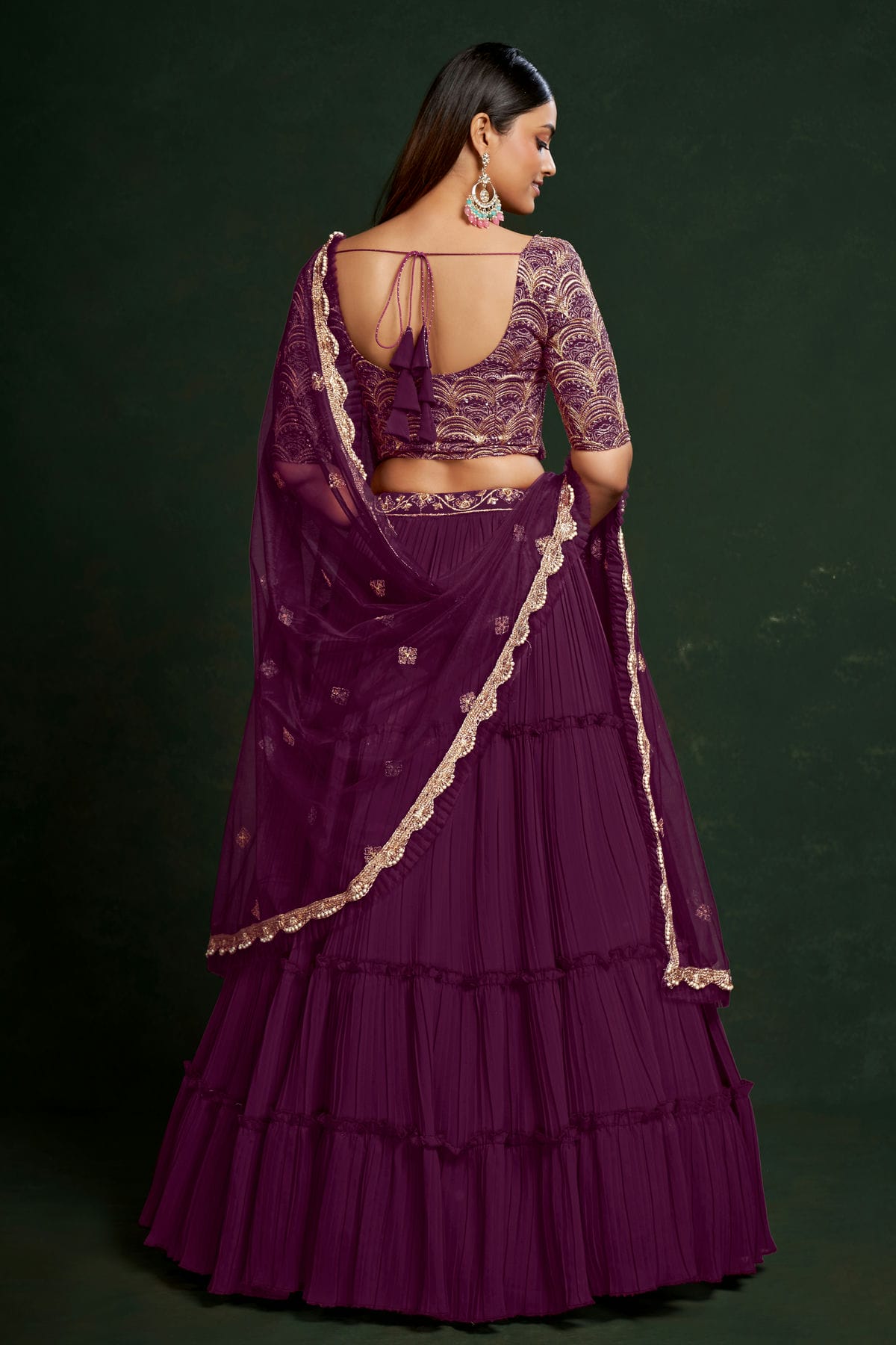 Faux Georgette Designer Lehenga Choli In Purple Colour