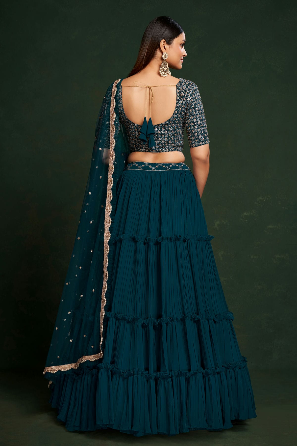 Faux Georgette Designer Lehenga Choli In Teal Blue Colour