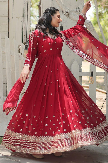 Faux Georgette Readymade Long Gown