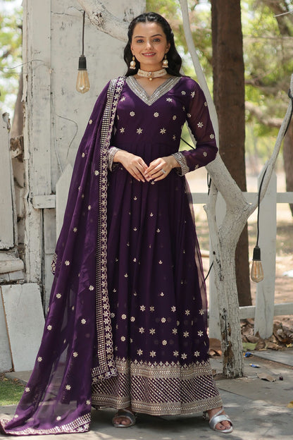 Faux Georgette Readymade Long Gown