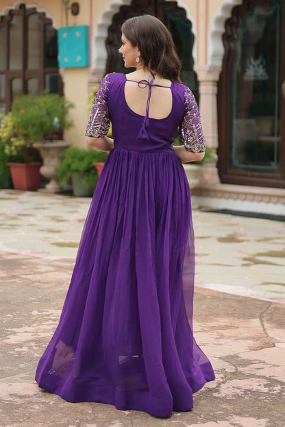 Faux Georgette Readymade Long Gown