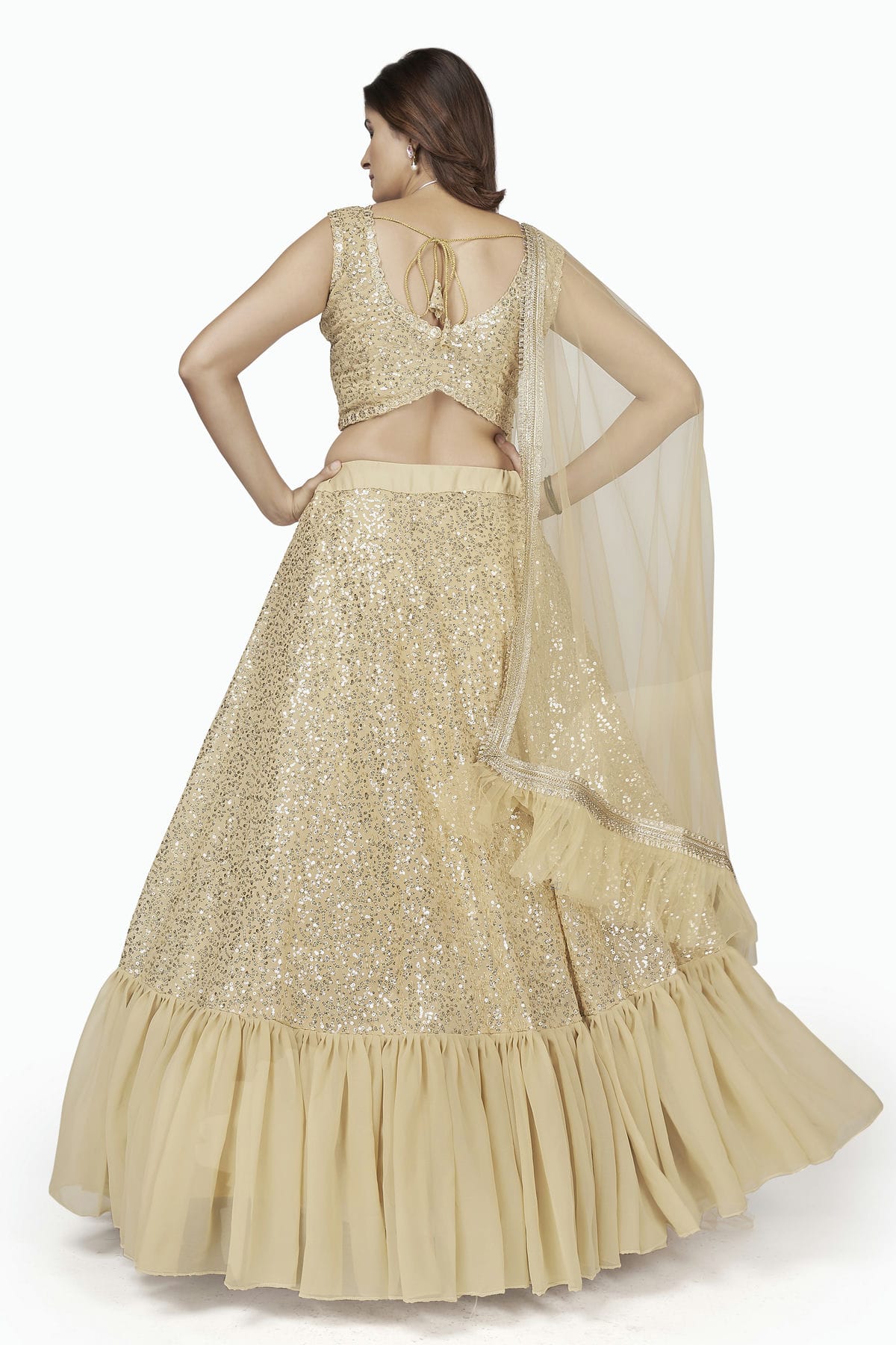 Georgette Designer Lehenga Choli In Cream Colour