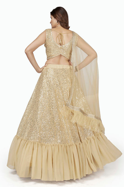 Georgette Designer Lehenga Choli In Cream Colour