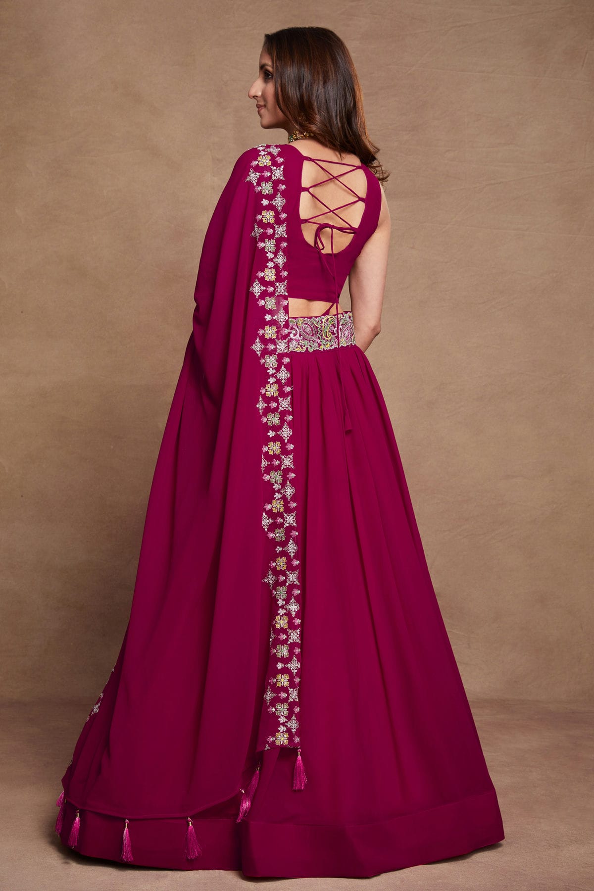 Georgette Designer Lehenga Choli In Magenta Colour