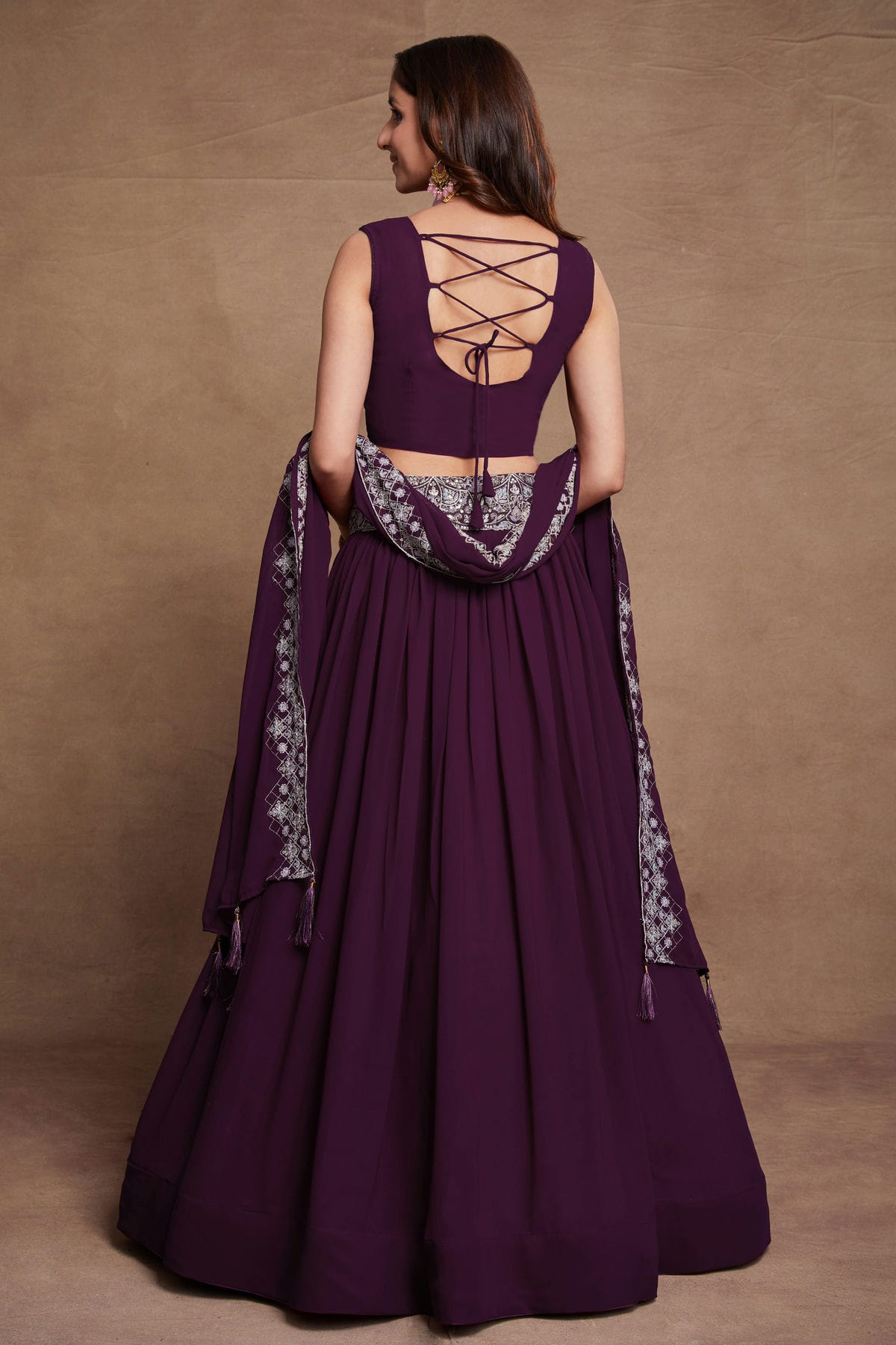 Georgette Designer Lehenga Choli In Violet Colour