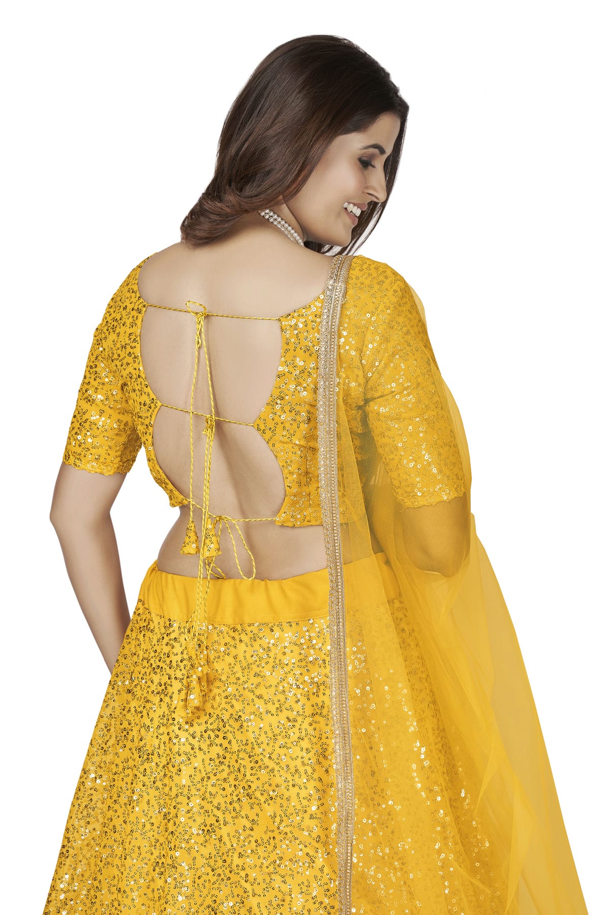 Georgette Designer Lehenga Choli In Yellow Colour