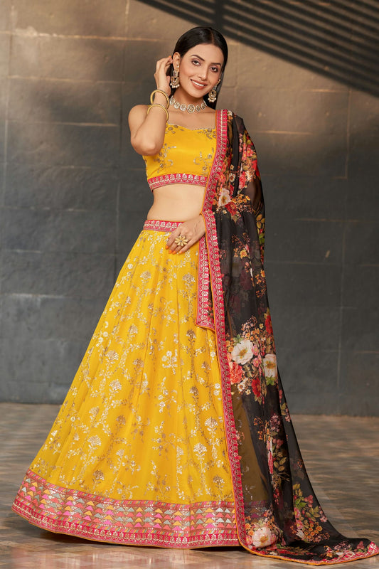 Georgette Embroidery A Line Lehenga Choli