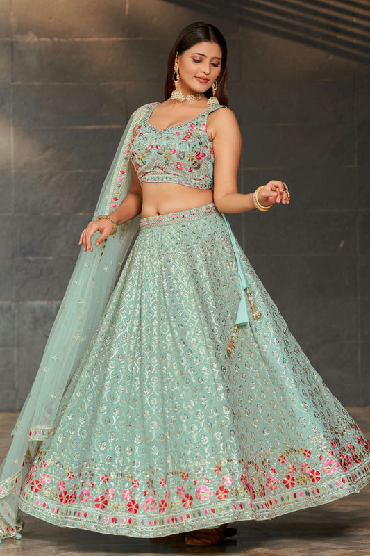 Georgette Embroidery A Line Lehenga Choli