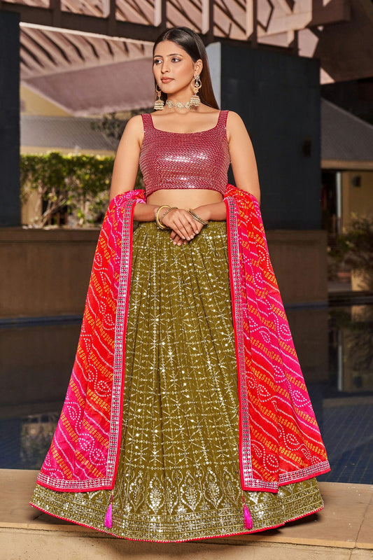 Georgette Embroidery A Line Lehenga Choli