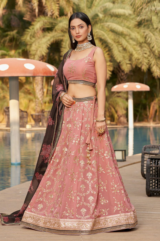 Georgette Embroidery A Line Lehenga Choli