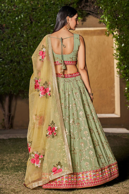 Georgette Embroidery A Line Lehenga Choli