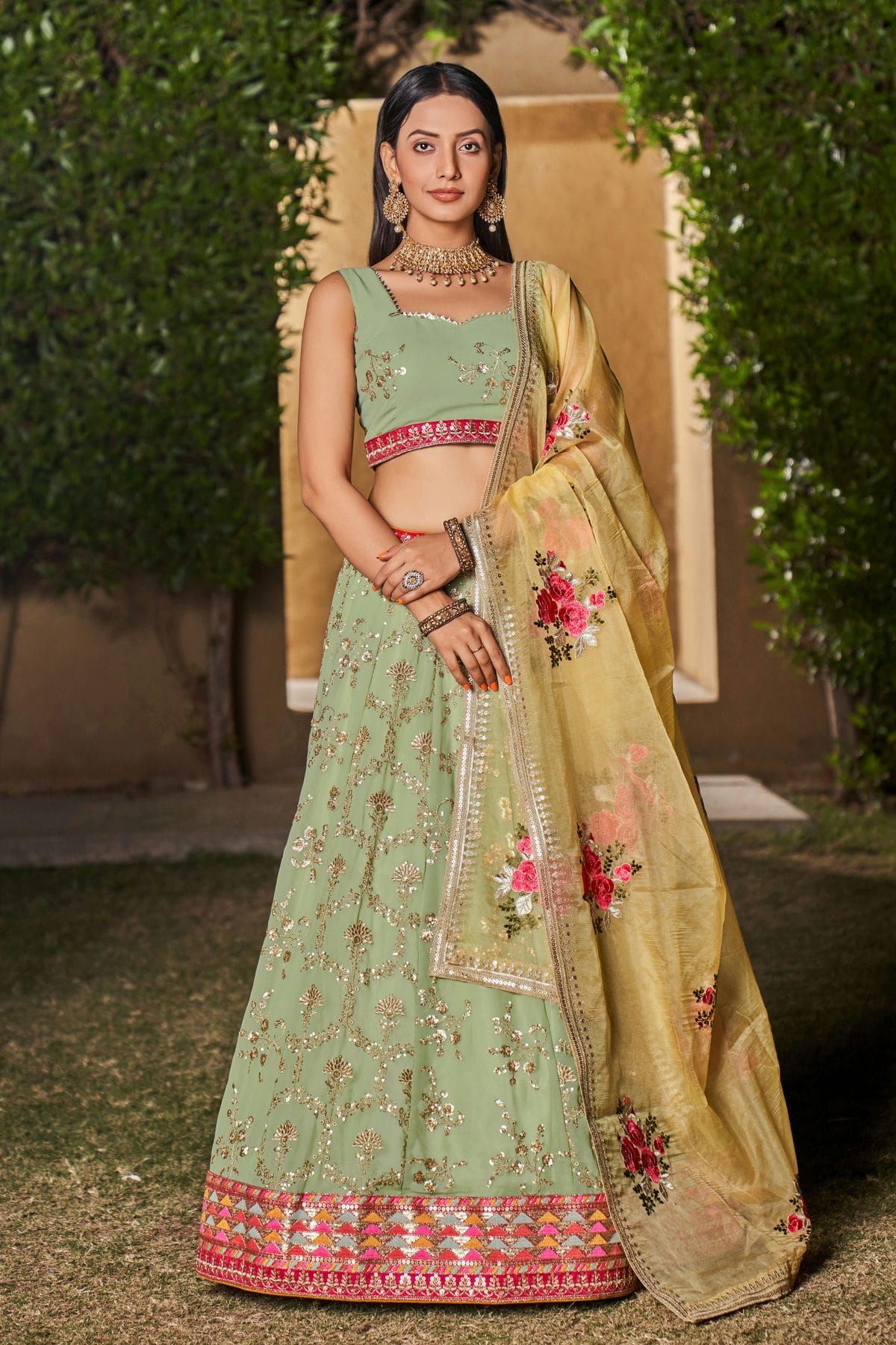 Georgette Embroidery A Line Lehenga Choli