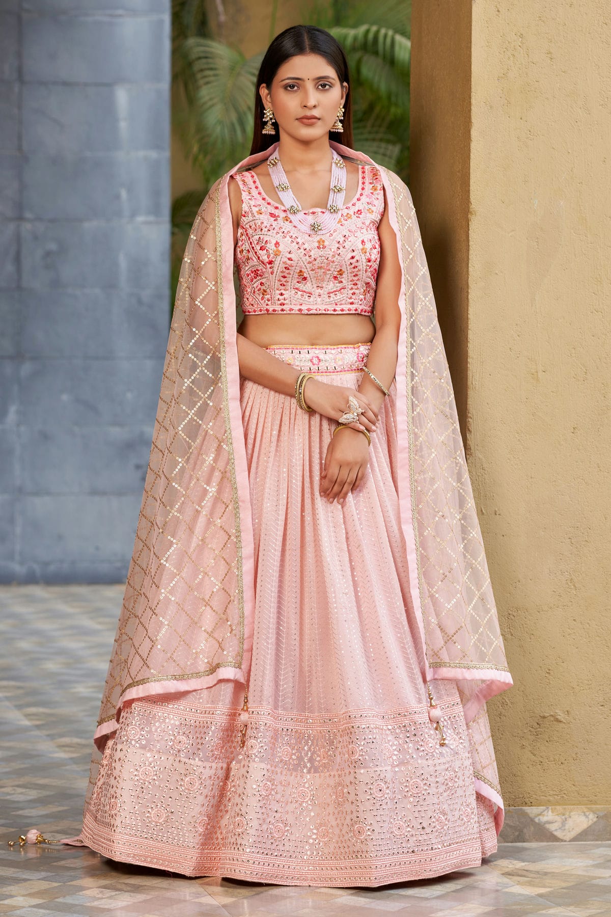 Georgette Embroidery A Line Lehenga Choli