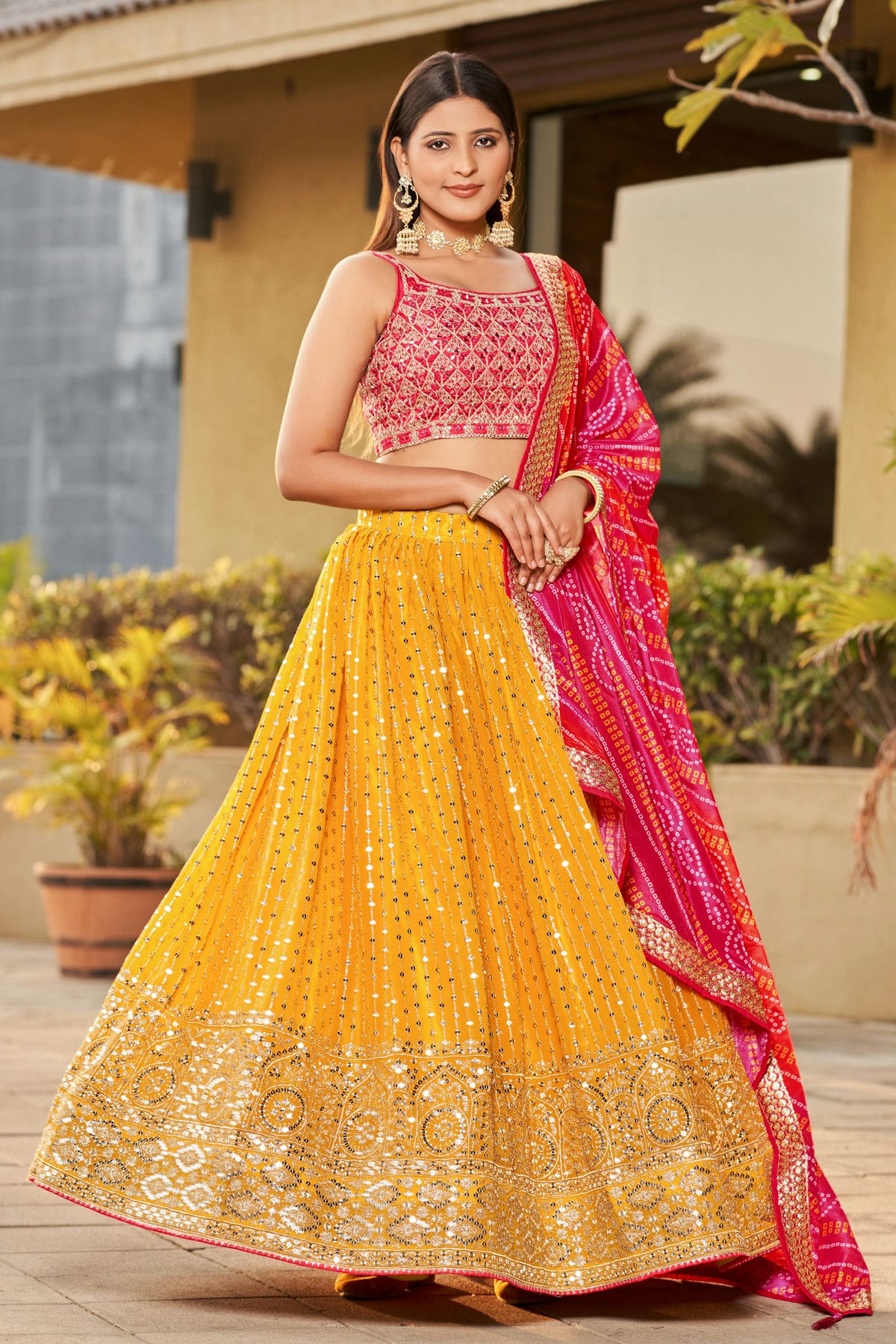 Georgette Embroidery A Line Lehenga Choli