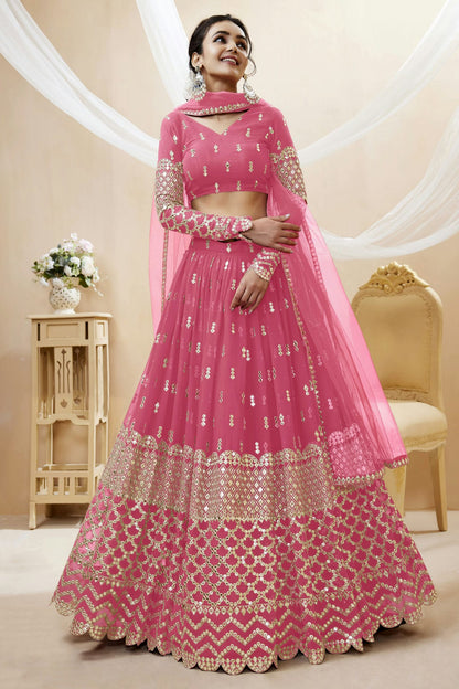 Georgette Embroidery A Line Lehenga Choli