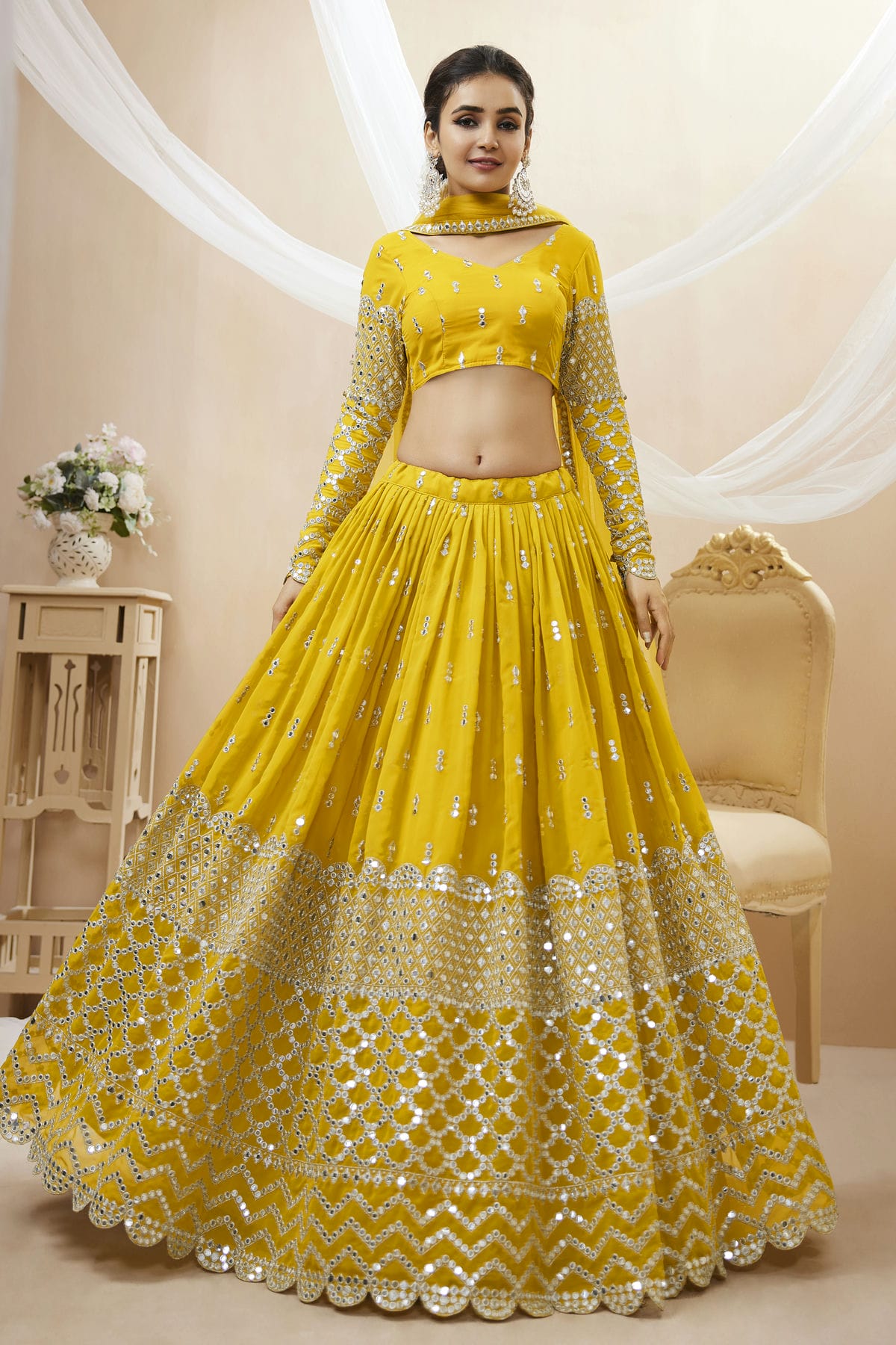 Georgette Embroidery A Line Lehenga Choli