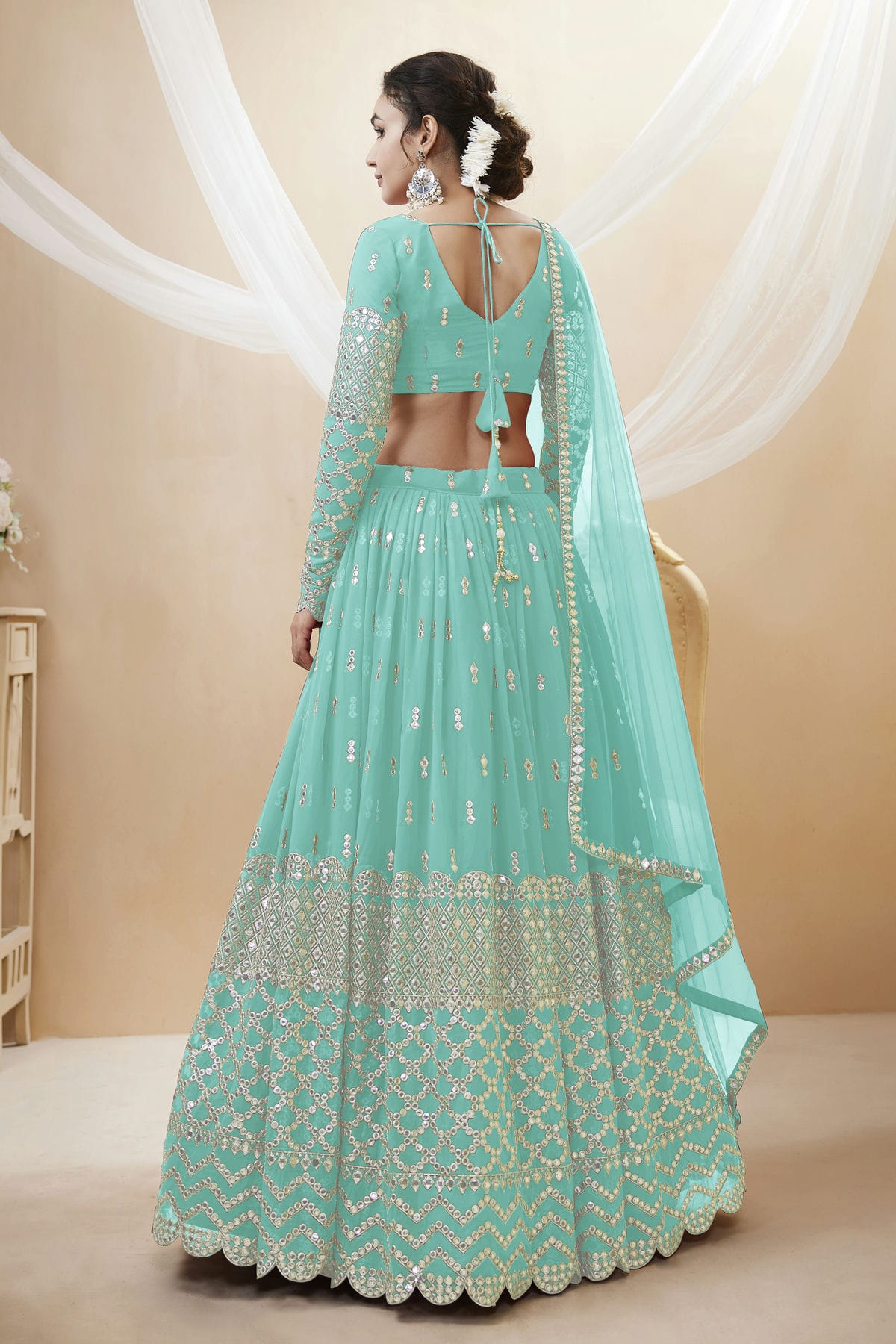 Georgette Embroidery A Line Lehenga Choli