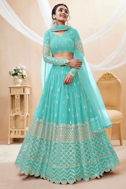 Georgette Embroidery A Line Lehenga Choli