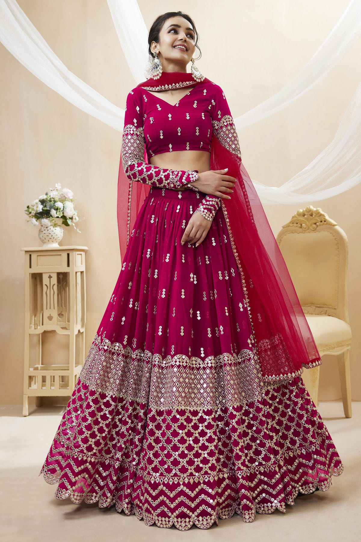 Georgette Embroidery A Line Lehenga Choli