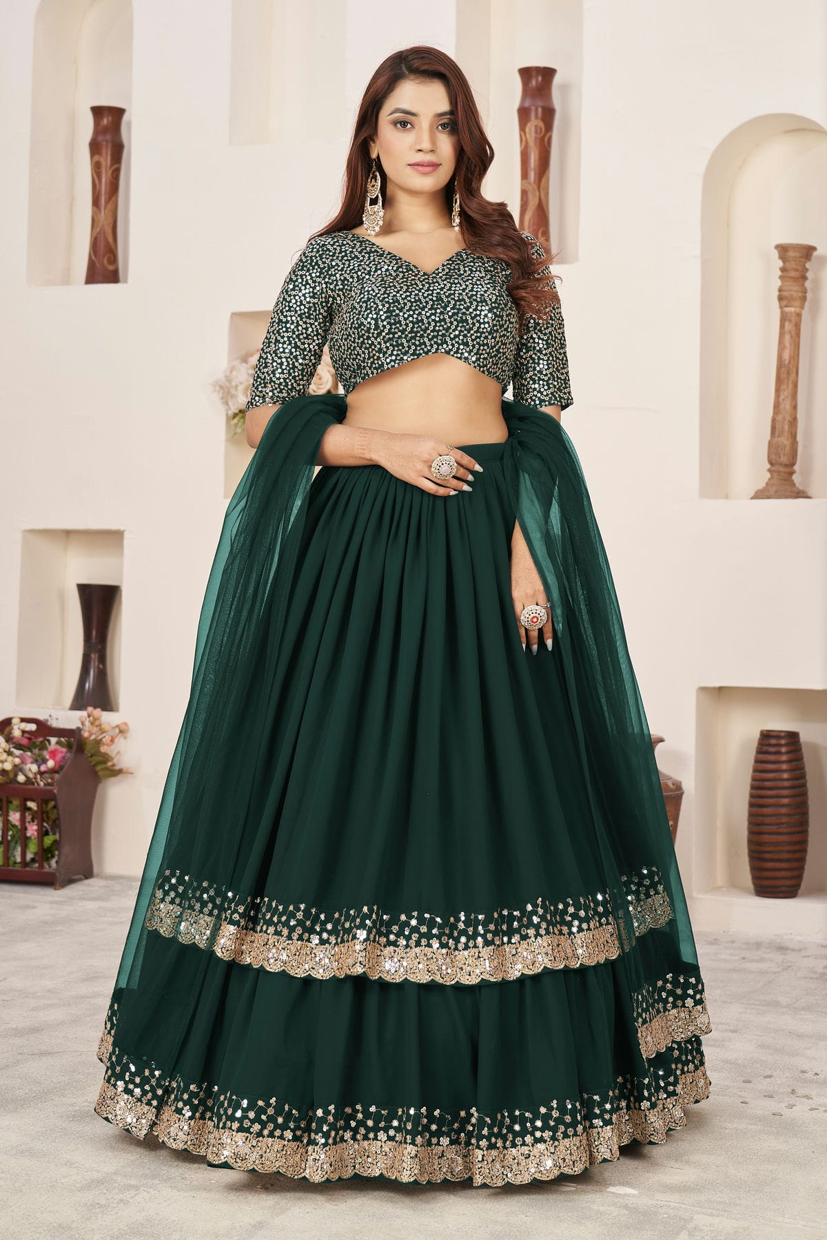 Georgette Embroidery A Line Lehenga Choli