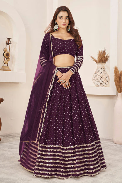 Georgette Embroidery A Line Lehenga Choli