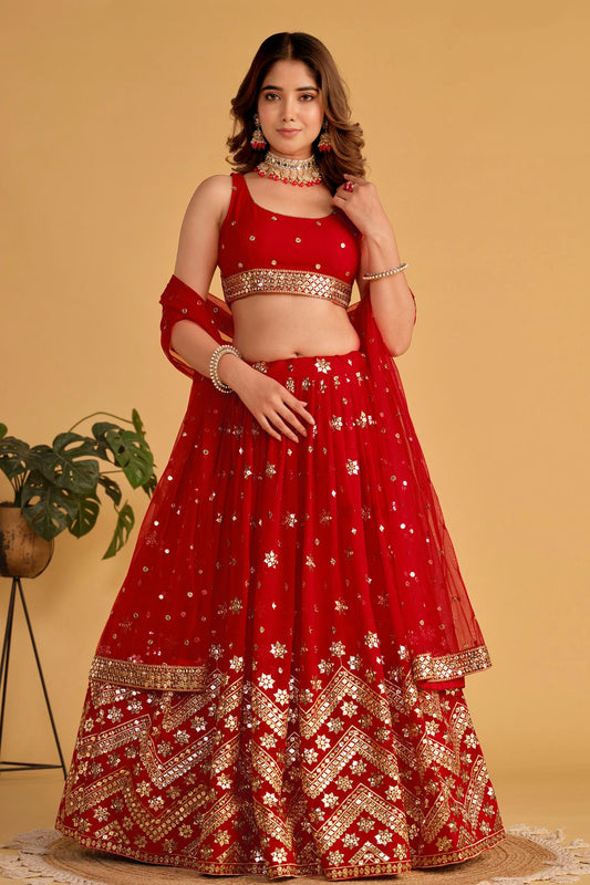 Georgette Embroidery A Line Lehenga Choli