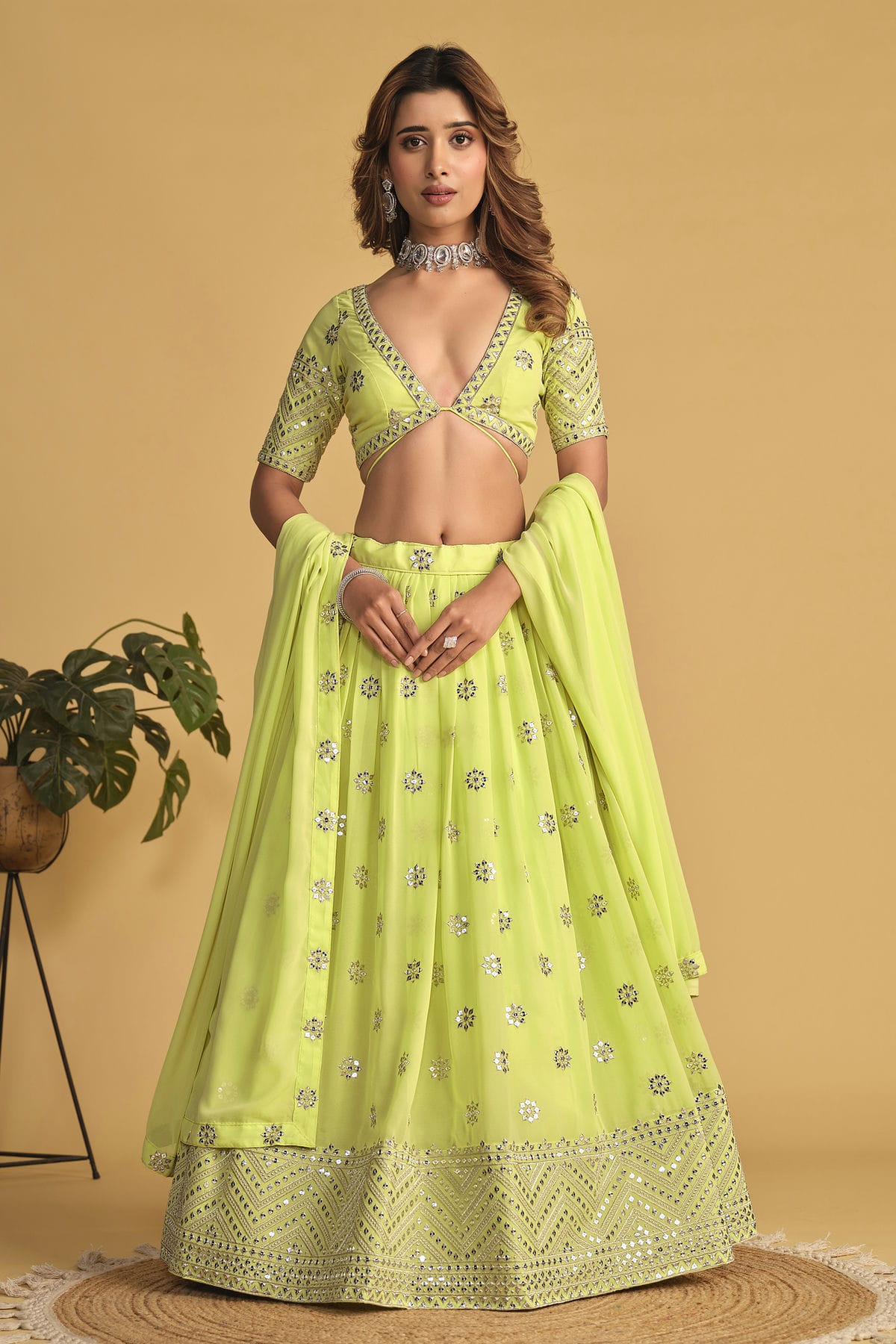 Georgette Embroidery A Line Lehenga Choli