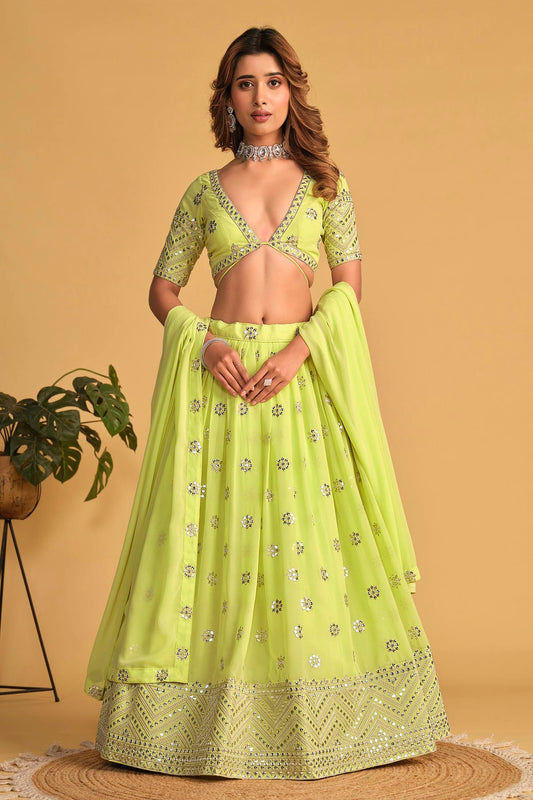 Georgette Embroidery A Line Lehenga Choli