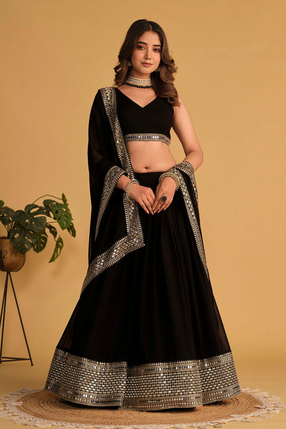 Georgette Embroidery A Line Lehenga Choli