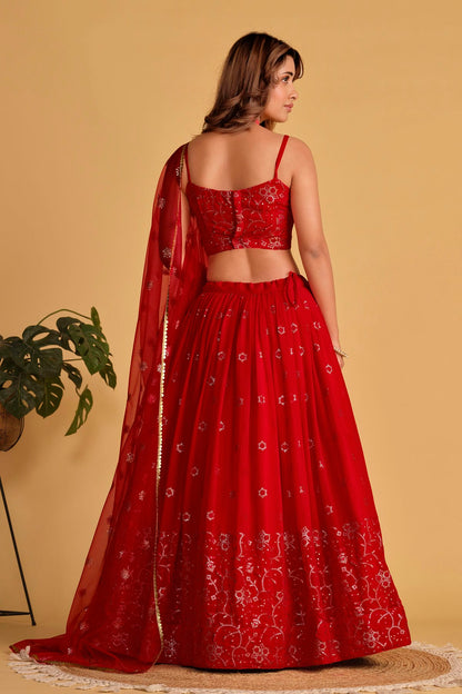 Georgette Embroidery A Line Lehenga Choli