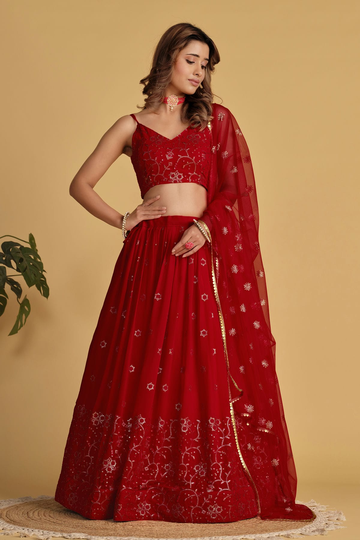 Georgette Embroidery A Line Lehenga Choli