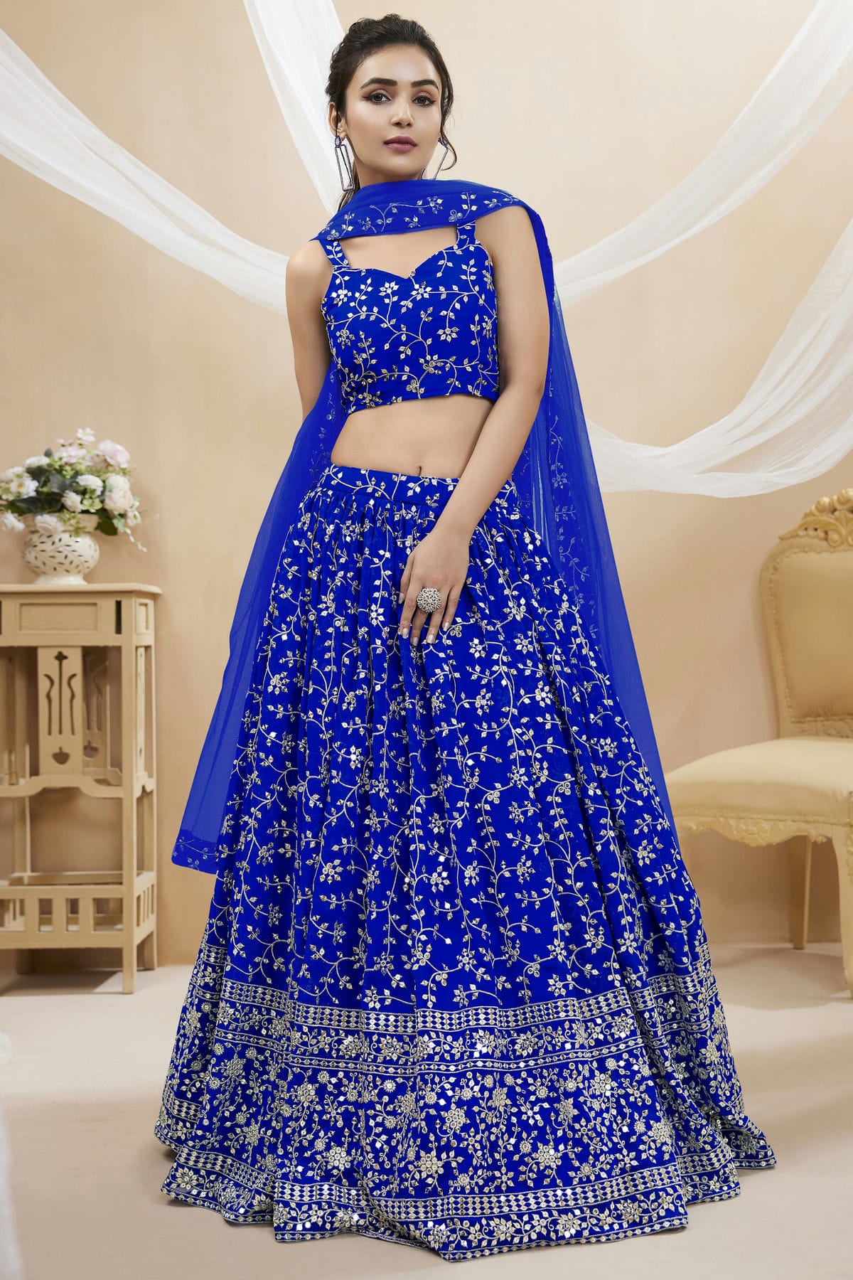 Georgette Embroidery A Line Lehenga Choli