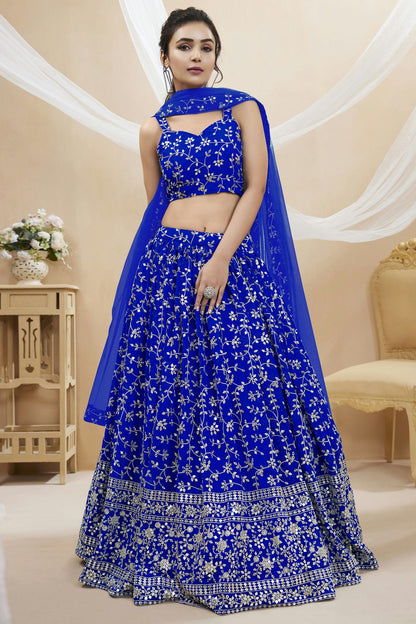 Georgette Embroidery A Line Lehenga Choli