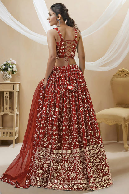 Georgette Embroidery A Line Lehenga Choli