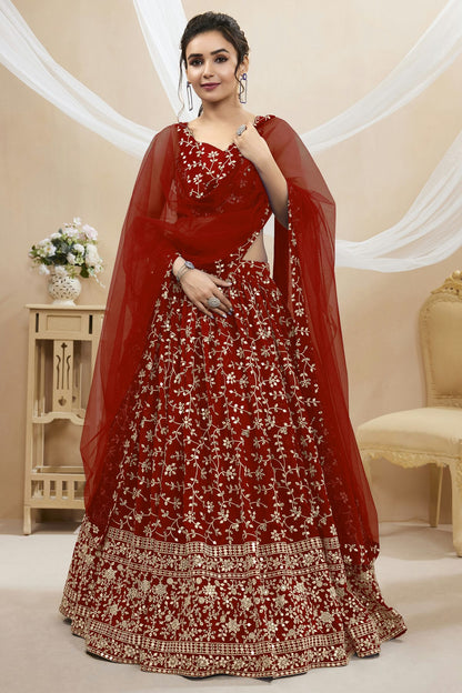 Georgette Embroidery A Line Lehenga Choli