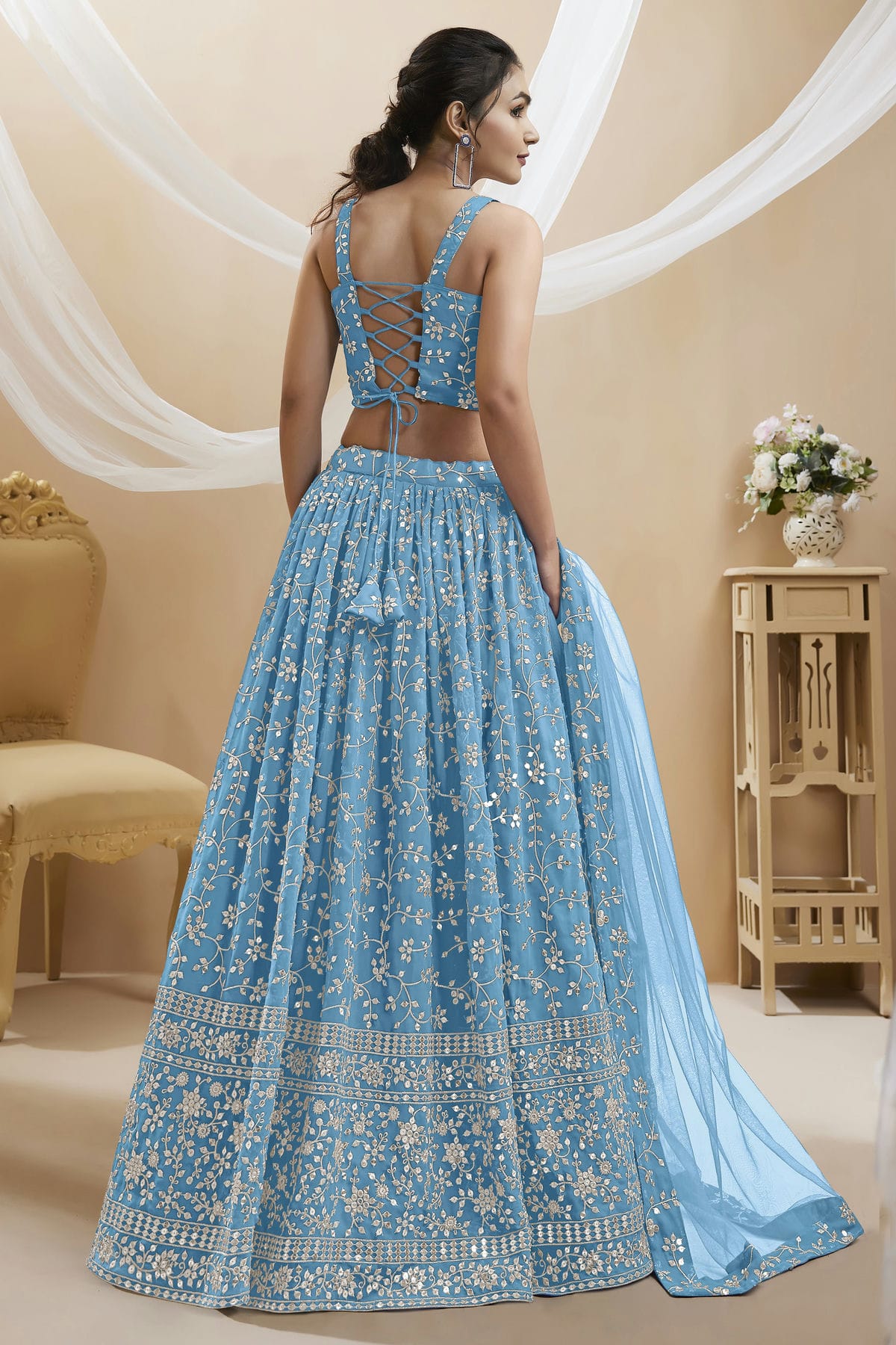 Georgette Embroidery A Line Lehenga Choli