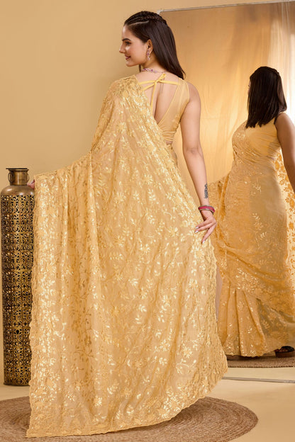 Gold Colour Organza Saree