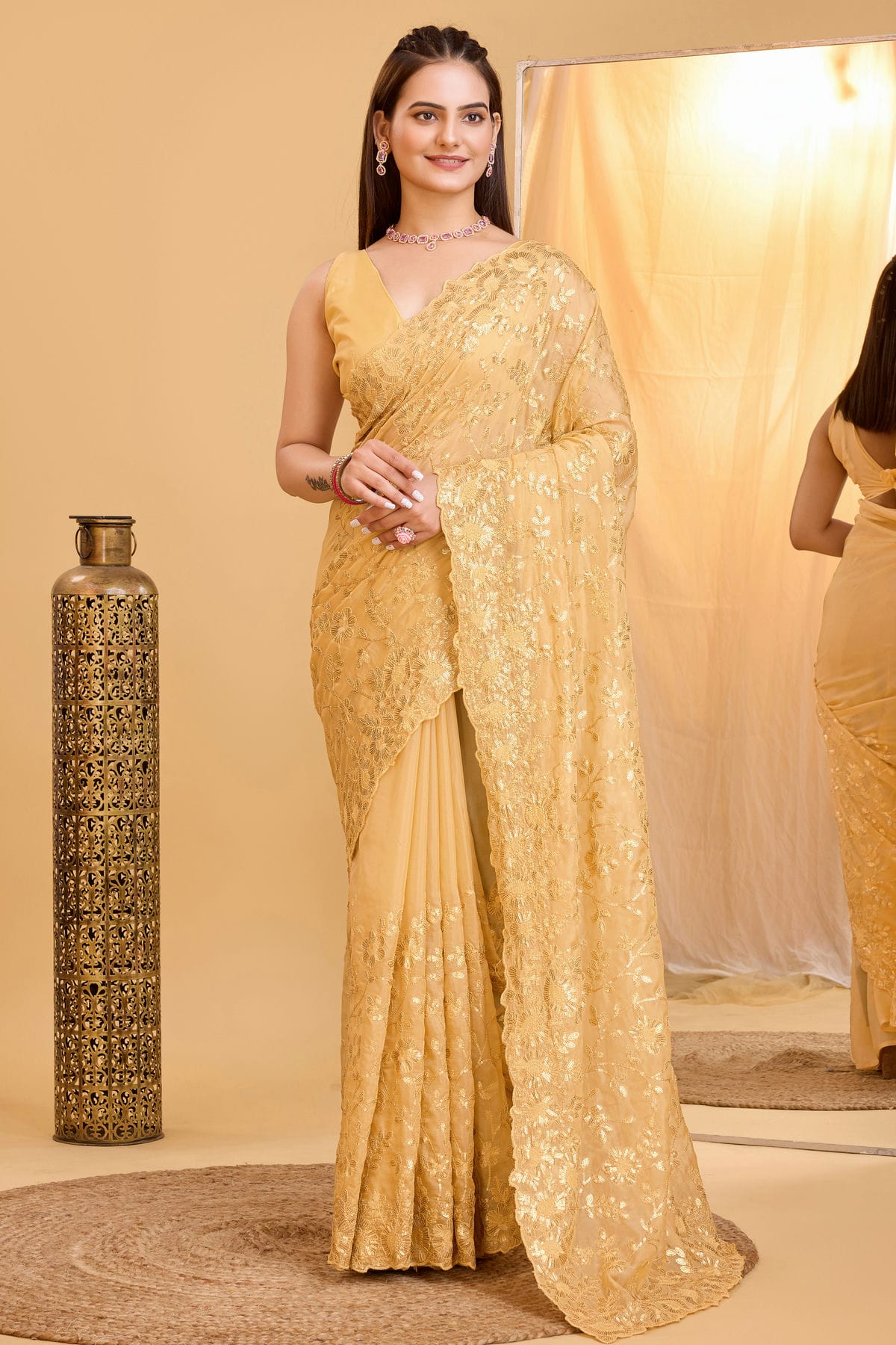 Gold Colour Organza Saree