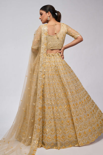 Gold Colour Soft Net Lehenga Choli