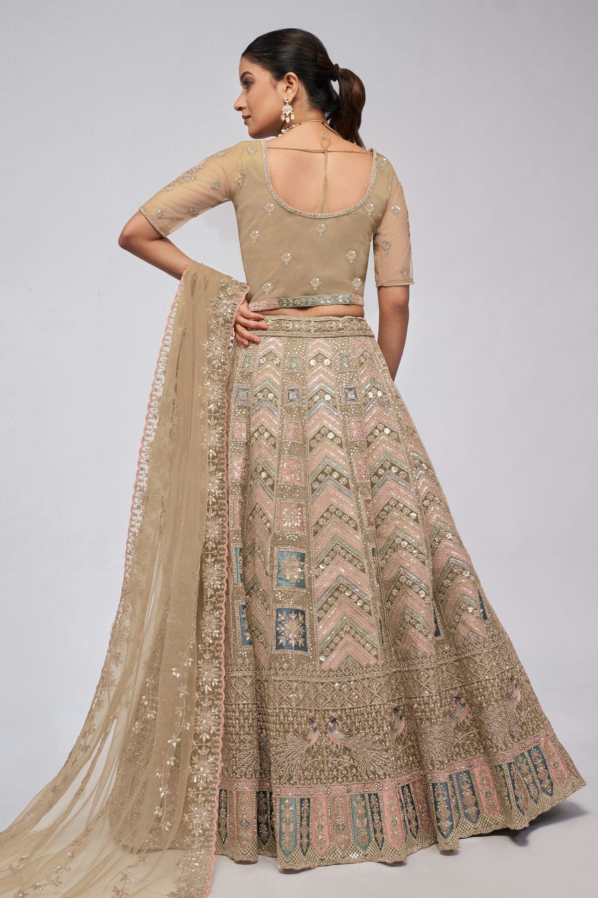 Gold Colour Soft Net Lehenga Choli