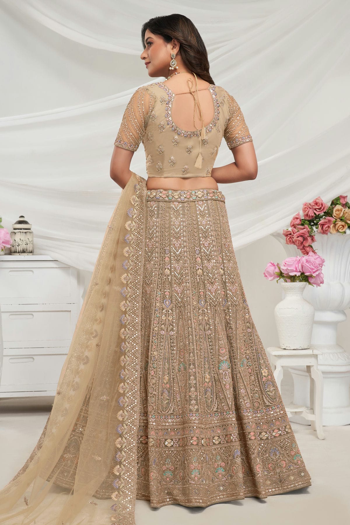 Gold Colour Soft Net Lehenga Choli