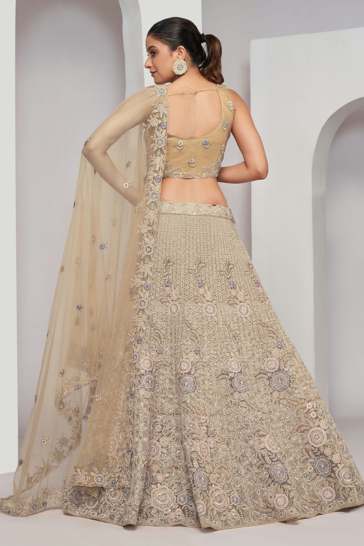 Gold Colour Soft Net Lehenga Choli