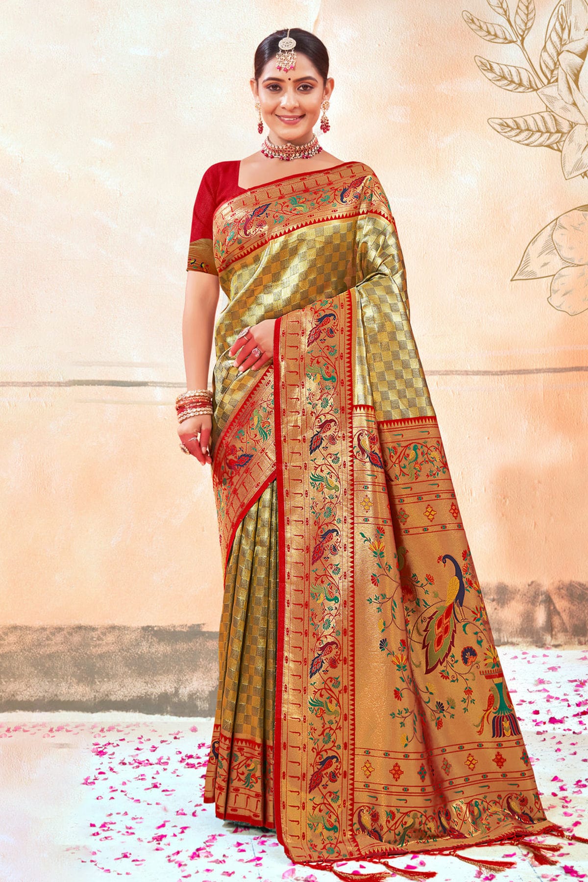 Gold Colour Woven Work Paithani Silk Saree