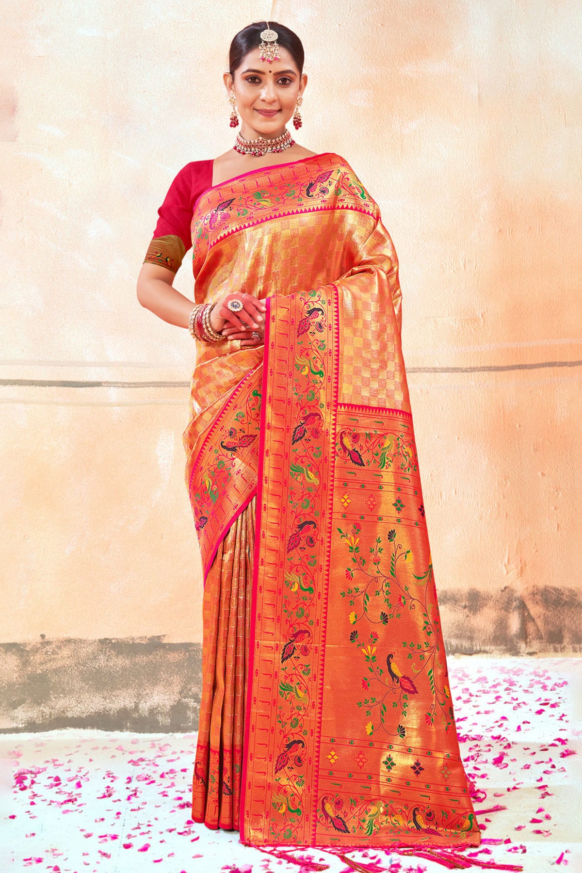 Gold Colour Woven Work Paithani Silk Saree