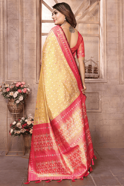 Gold Colour Woven Work Pure Banarasi Tissue Silk Traditional Saree VSSD1250301