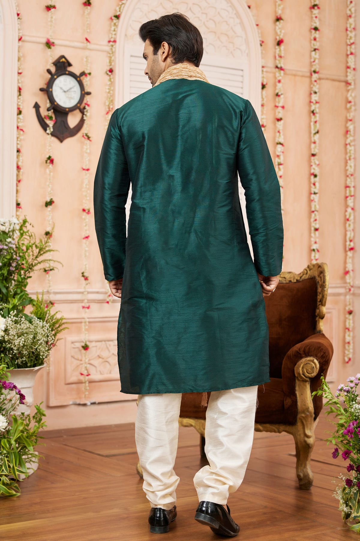 Green Colour Art Silk Kurta Pajama With Stole VSKP1230247