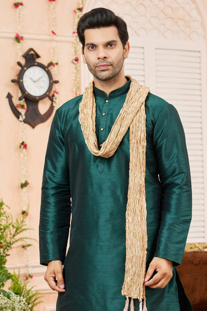 Green Colour Art Silk Kurta Pajama With Stole VSKP1230247