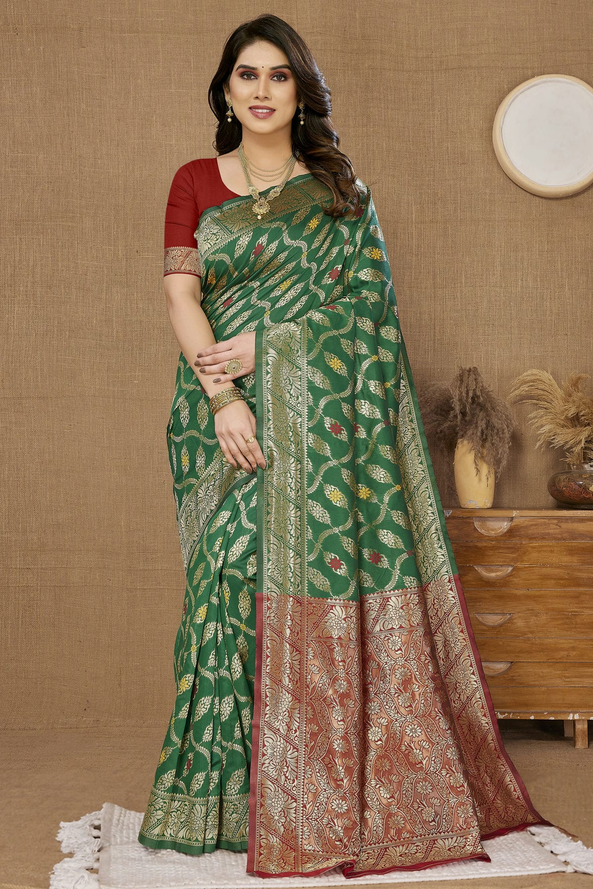 Green Colour Banarasi Silk Saree