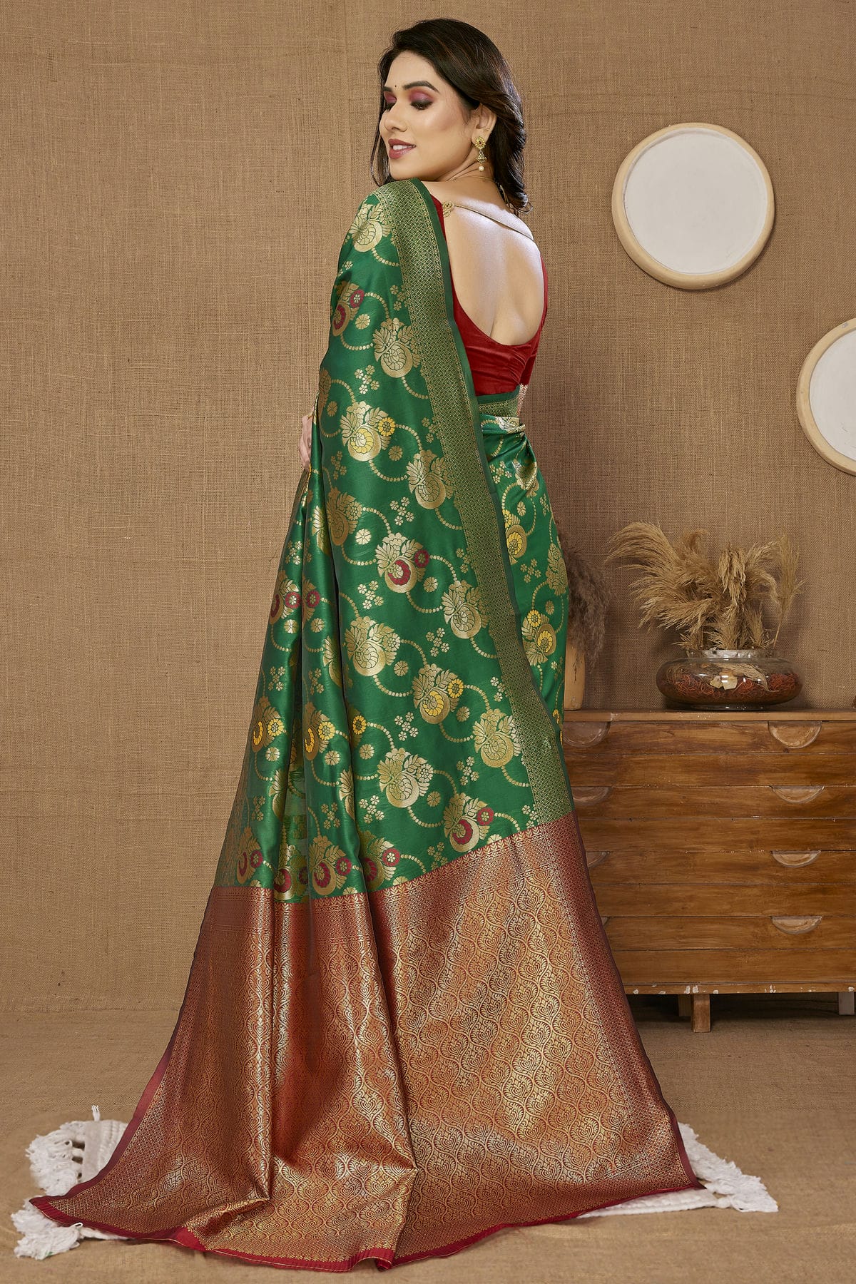 Green Colour Banarasi Silk Saree