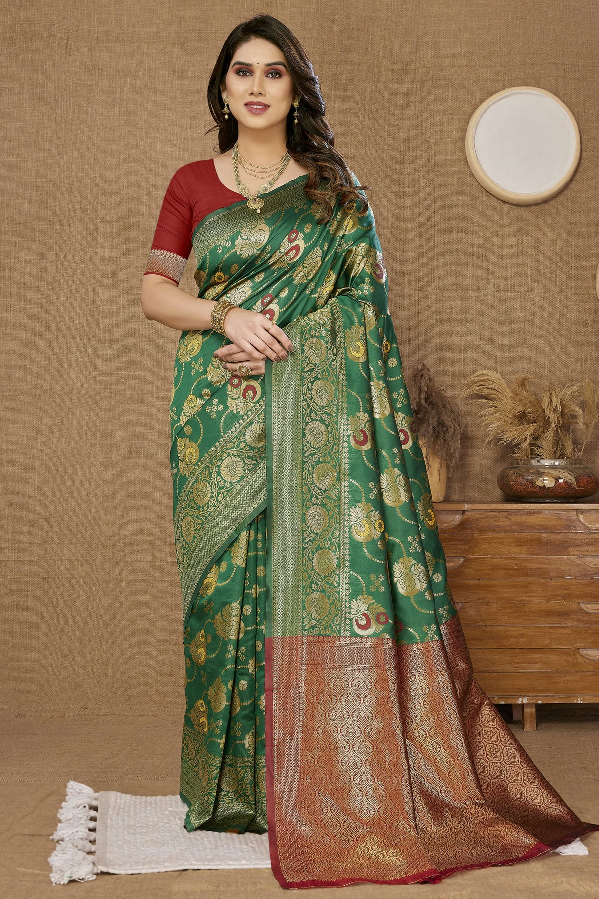 Green Colour Banarasi Silk Saree